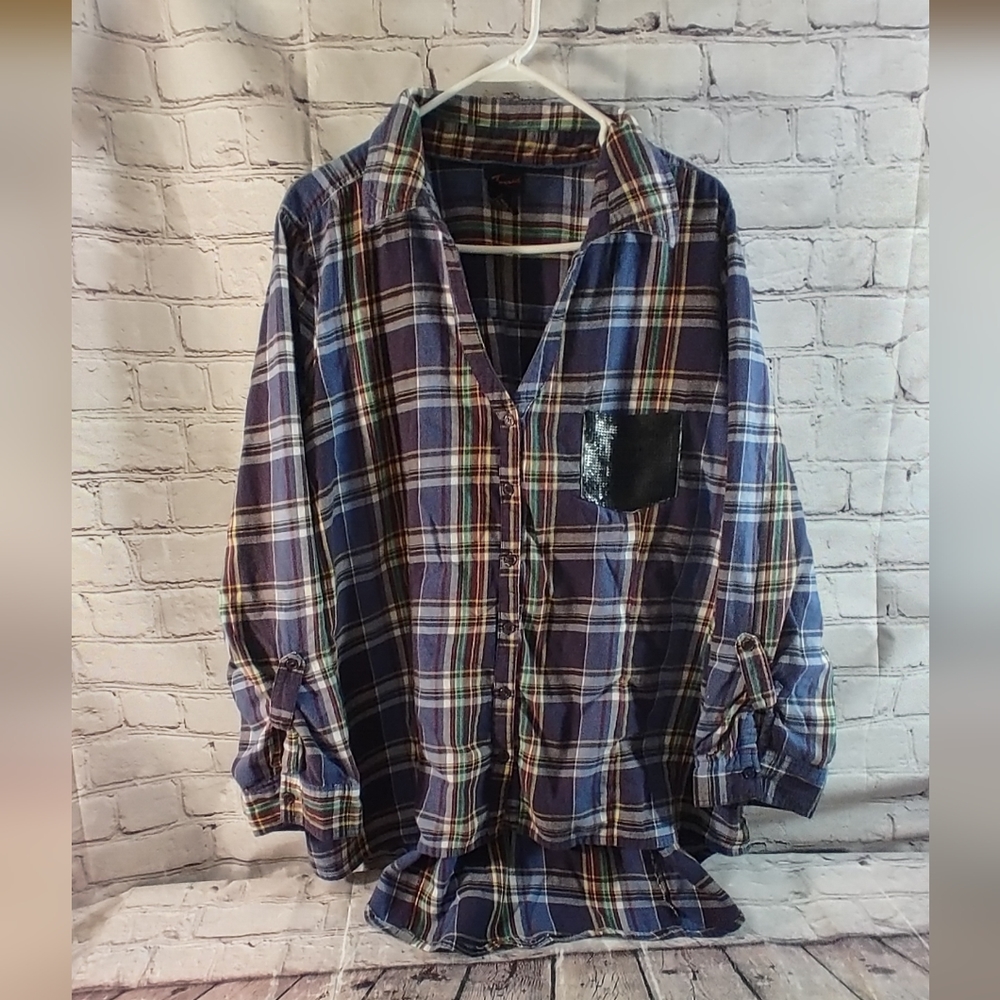 Torrid Pullover Button Down Emma Tunic Plaid Top 3X